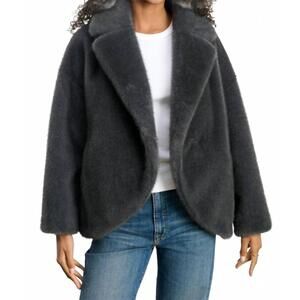 NEW VELVET BY GRAHAM & SPENCER carolyn faux fur jacket in slate